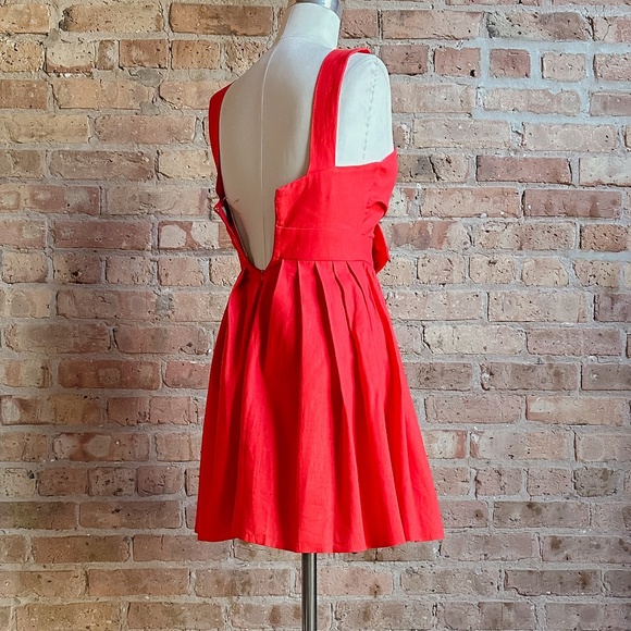 BNWT ASOS Tomato Red Linen Bow Dress - Picture 5 of 12